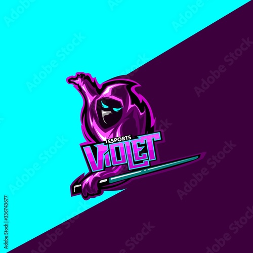 violet esports ninja mascot logo photo