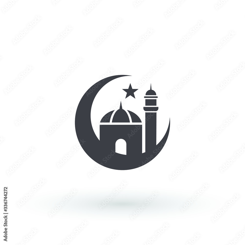 Obraz premium moon mosque icon islam muslim religion spirituality religious vector icon