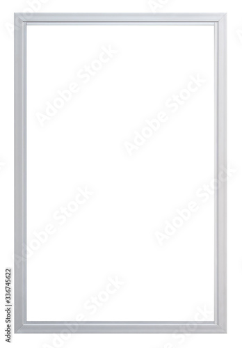 Realistic new clear stainless steel window isolated on white background, modern office facade frame element for workplace design