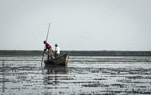 People fishing in Semliki Nature Reserve, Uganda, Africa
