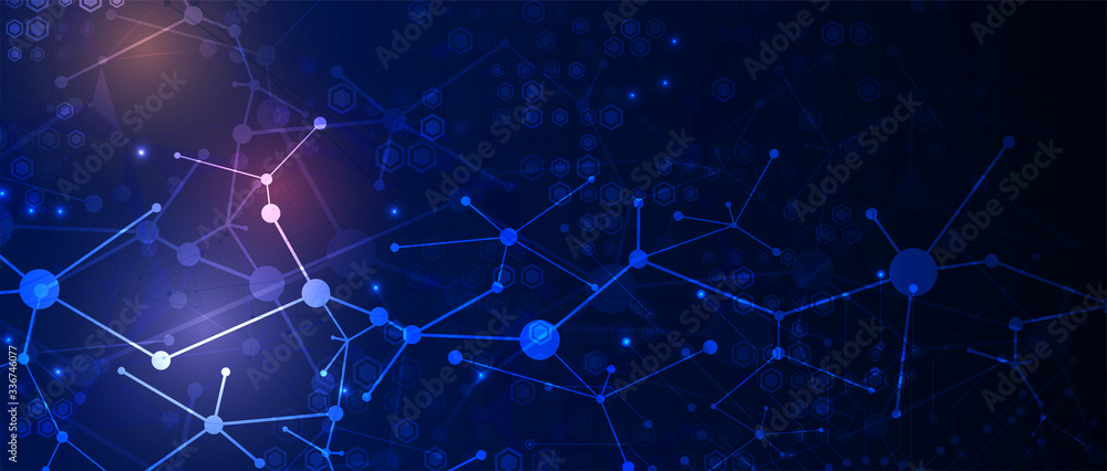 Fototapeta premium Neural network concept. Connected cells with links. High technology process. Abstract background