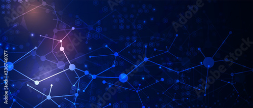 Neural network concept. Connected cells with links. High technology process. Abstract background