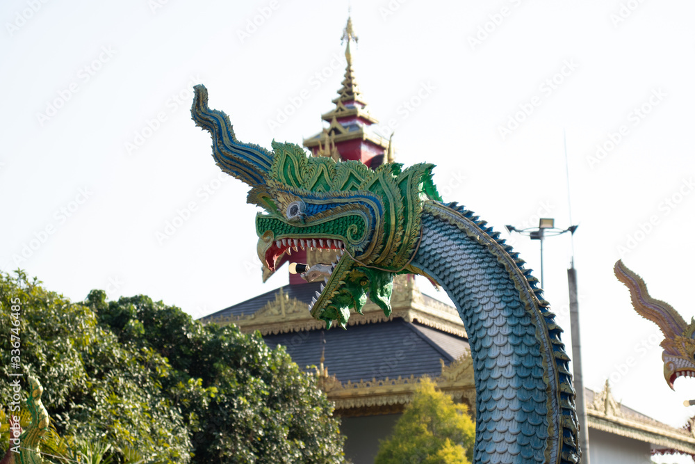 Fototapeta premium A beautiful view of buddhist temple Wat Saeng Kaew at Chiang Rai, Thailand.