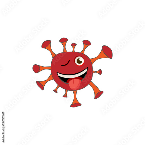Coronavirus wink show tongue emoticon flat icon. isolated illustration element