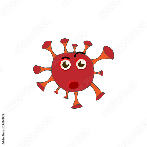 Coronavirus surprised emoticon flat icon. isolated illustration element