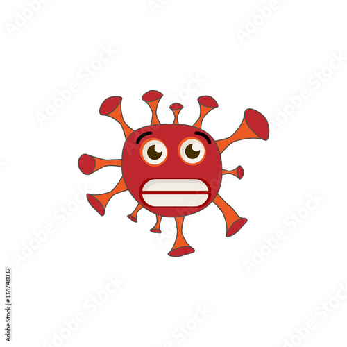 Coronavirus afraid emoticon flat icon. isolated illustration element
