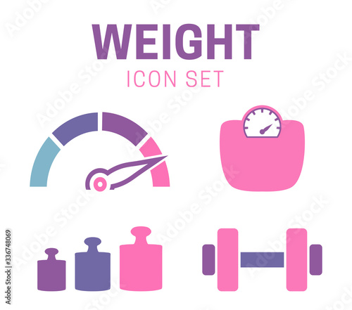 Weight Fitness Icon Set Isolated Icons