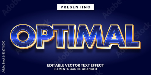 Editable text effect - Shiny blue gold metallic style