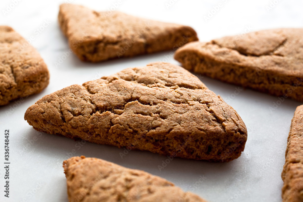 Close up of whole wheat ginger scones Close up of whole wheat ginger scones