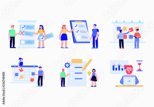Time Management Planning and Scheduling Concept for Teamwork Deadline Flat Style Vector Illustration