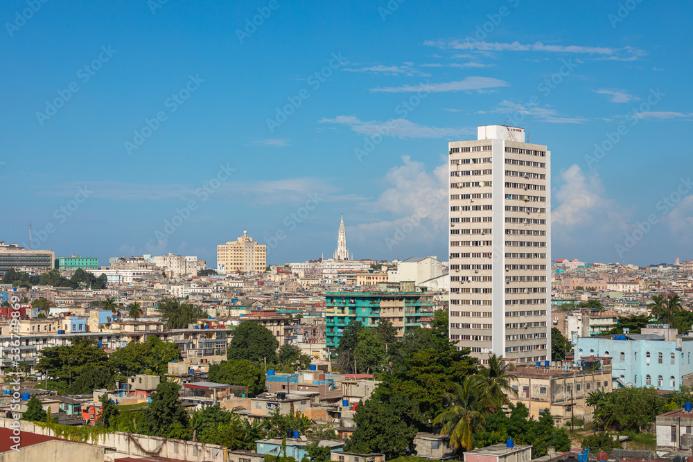 Panorama of Historic shoreline of Havana, Cuba.