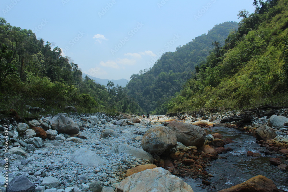 Dry river and a narrow flowing water scenario Dry river and a narrow flowing water scenario