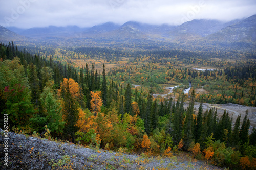 Mountain landscape with clouds. Autumn in the Hibiny