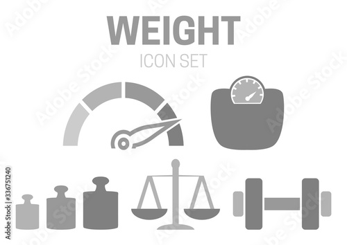 Gray Weight Icon Set for Mass
Measurement