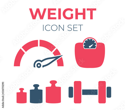 Weight Fitness Icon Set Isolated Icons