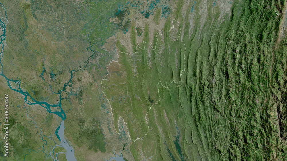 Tripura, India - outlined. Satellite Tripura, India - outlined. Satellite