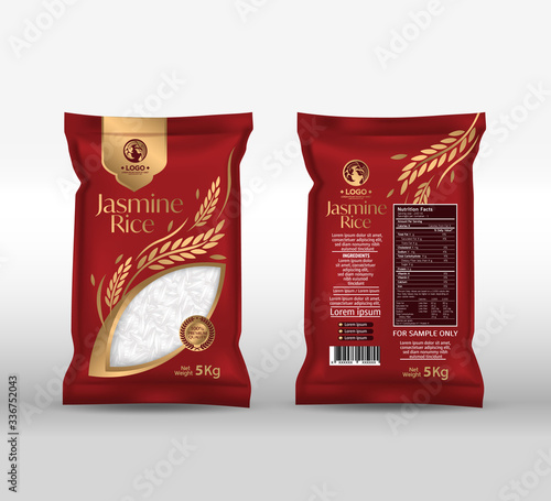 Rice Package Mockup Thailand food Products, vector illustration
