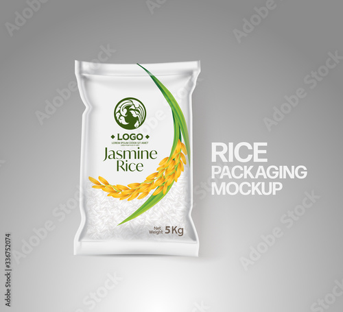 Rice Package Mockup Thailand food Products, vector illustration
