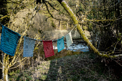 Prayer flags at Samye Ling Buddhist Monastery in Scotland photo