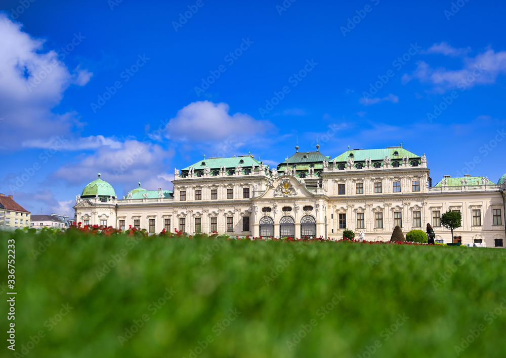 Vienna, Austria - May 17, 2019 : Baroque palace Belvedere is a historic building complex in Vienna, Austria, consisting of two Baroque palaces with a beautiful garden between them.