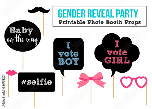 Gender reveal party card vector props