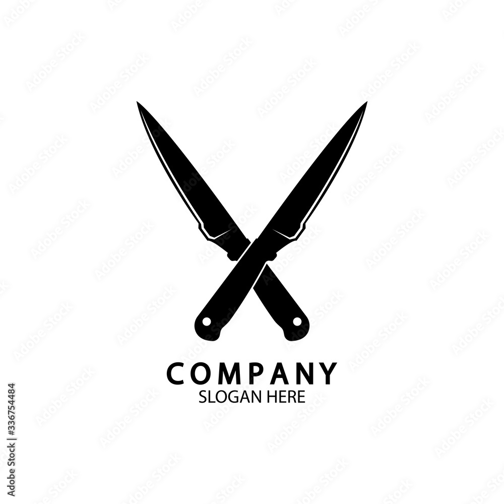 The crossed knives icon. Knife and chef, kitchen symbol. Flat illustration The crossed knives icon. Knife and chef, kitchen symbol. Flat illustration