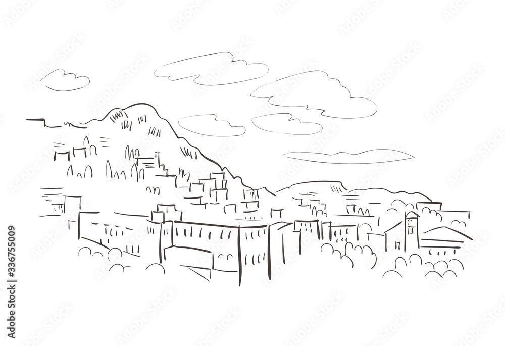 Catania Italy Europe vector sketch city illustration line art