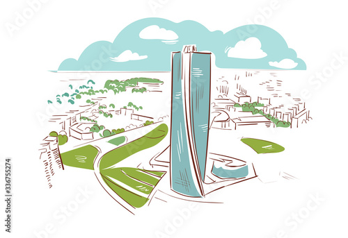 Milan Italy Europe vector sketch city illustration line art