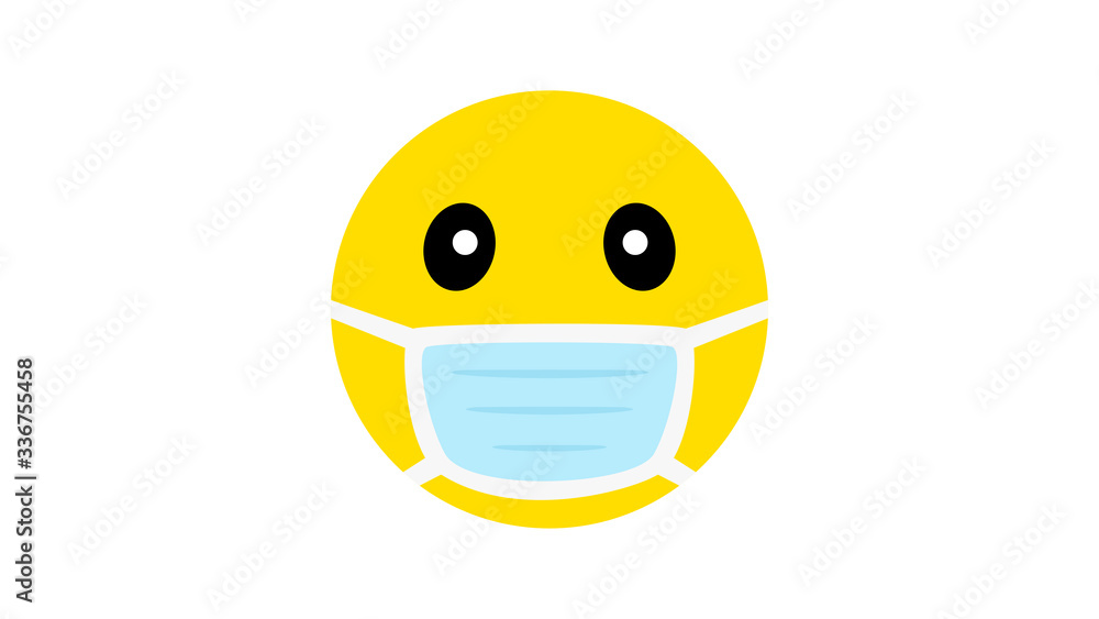 Emoji Smile Face in Medical Mask - Vector Cartoon Template Image