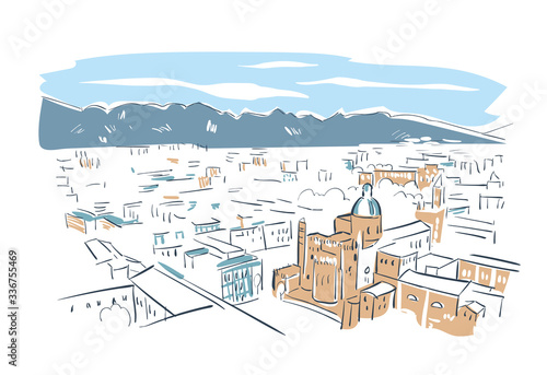 Palermo Italy Europe vector sketch city illustration line art