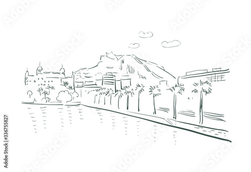 Alicante Spain Europe vector sketch city illustration line art