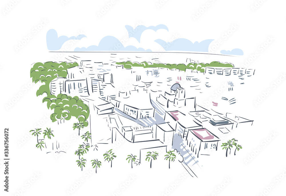 Elche Spain Europe vector sketch city illustration line art