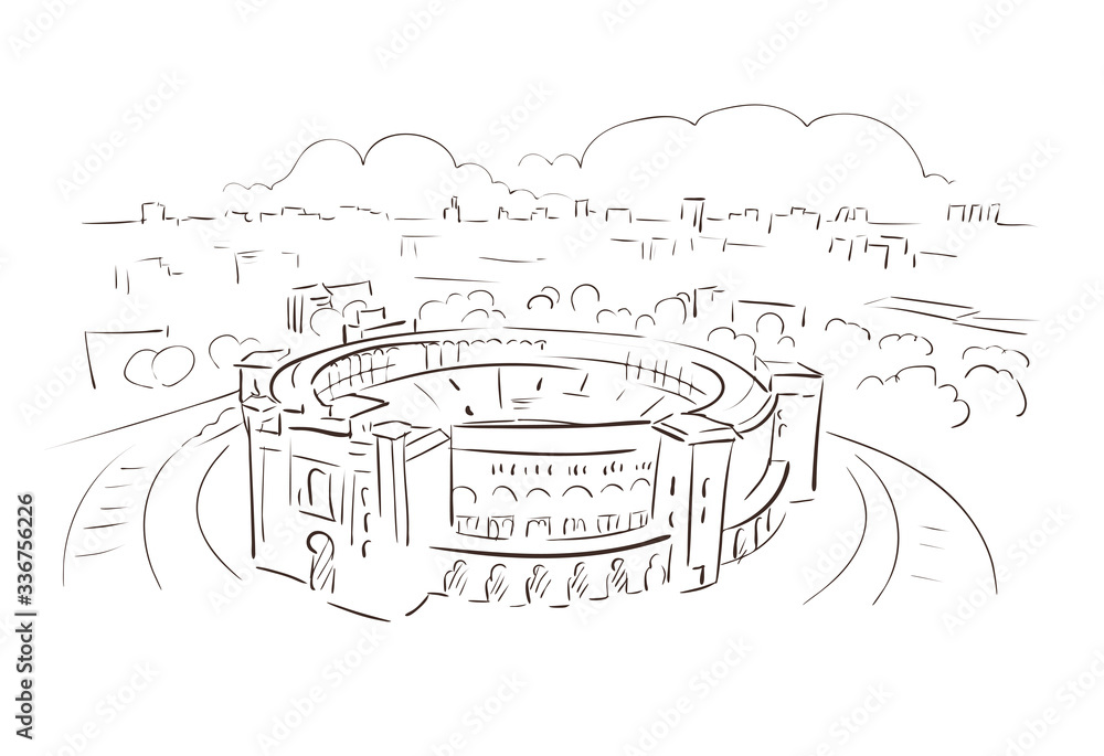 Obraz premium Madrid Spain Europe vector sketch city illustration line art