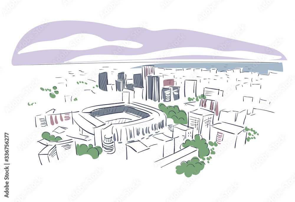 Fototapeta premium Madrid Spain Europe vector sketch city illustration line art
