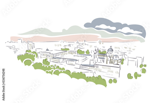 Madrid Spain Europe vector sketch city illustration line art