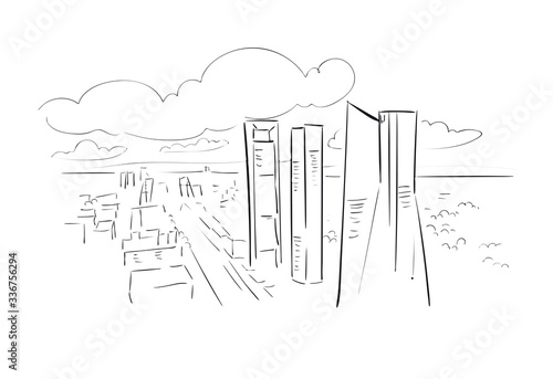 Madrid Spain Europe vector sketch city illustration line art