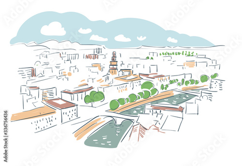 Murcia Spain Europe vector sketch city illustration line art