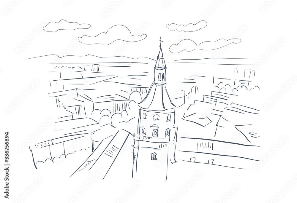 Vitoria Gasteiz Spain Europe vector sketch city illustration line art