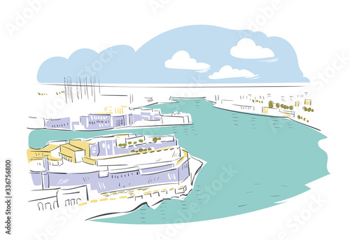 Malta Europe vector sketch city illustration line art