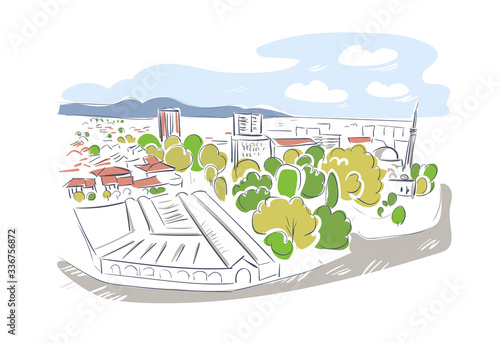 Bitola North Macedonia Europe vector sketch city illustration line art