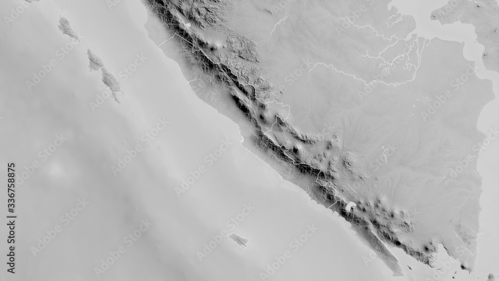 Fototapeta premium Bengkulu, Indonesia - outlined. Grayscale