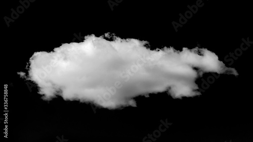 White cloud on a black isolated background for pasting in image in overlay mode