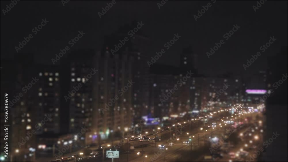 Night City Time Lapse With Attention To Road Traffic, Saint-Petersburg, Russia, April 2020 At COVID Pandemic, View From The Window Night City Time Lapse With Attention To Road Traffic, Saint-Petersburg, Russia, April 2020 At COVID Pandemic, View From The Window