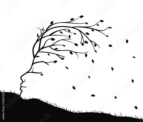 Woman's face in the form of a tree