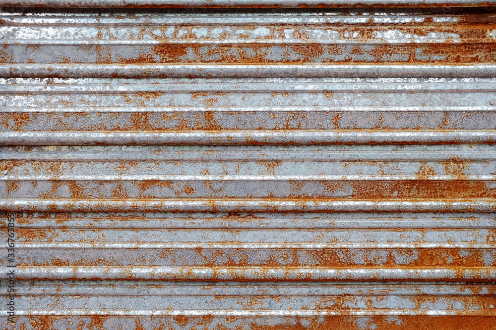 Close up Rusty Zinc Foldable Door Background.