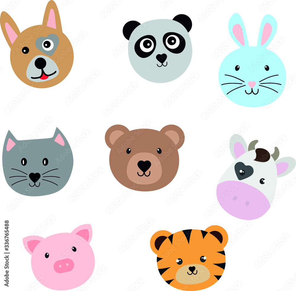 Cute Animal Face, logo, vector illustration Cute Animal Face, logo, vector illustration