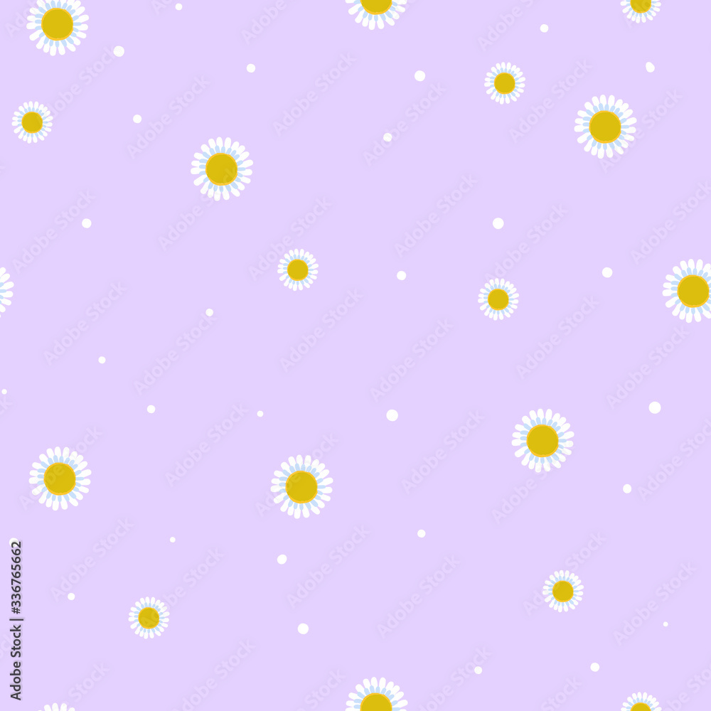 Seamless pattern with tender little daisies on a light background.
Print for textiles, fabrics, backgrounds, accessories, wrapping paper, wallpaper.