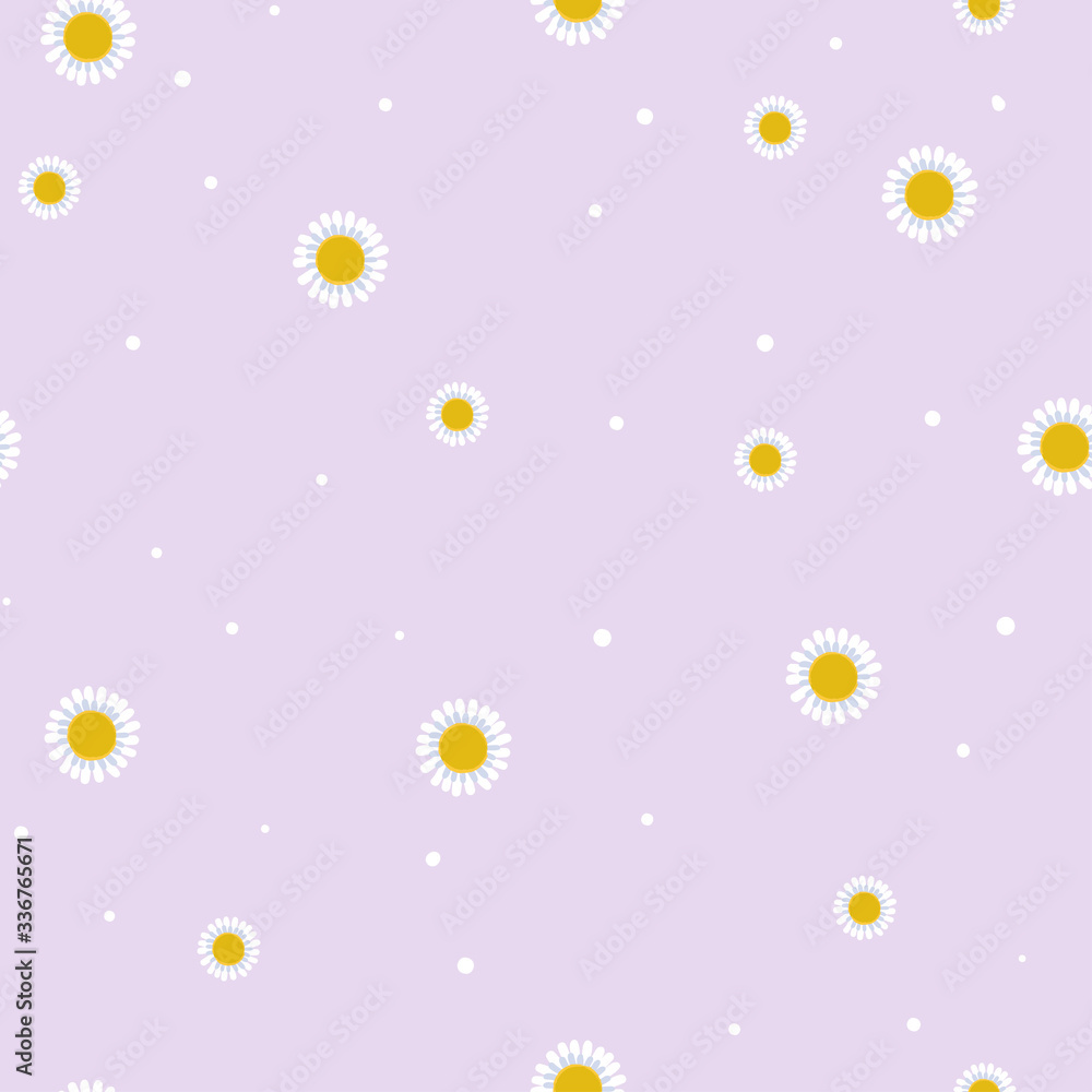Seamless pattern with tender little daisies on a light background.
