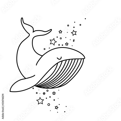 Coloring book: whale and stars