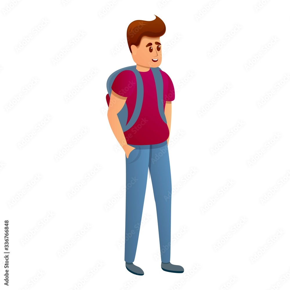 Fototapeta premium Student with backpack icon. Cartoon of student with backpack vector icon for web design isolated on white background